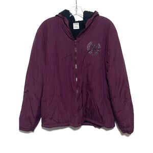 Pink Victorias Secret Sherpa Lined Hoodie Zip Jacket Coat M/L Y2K Cozy Comfort